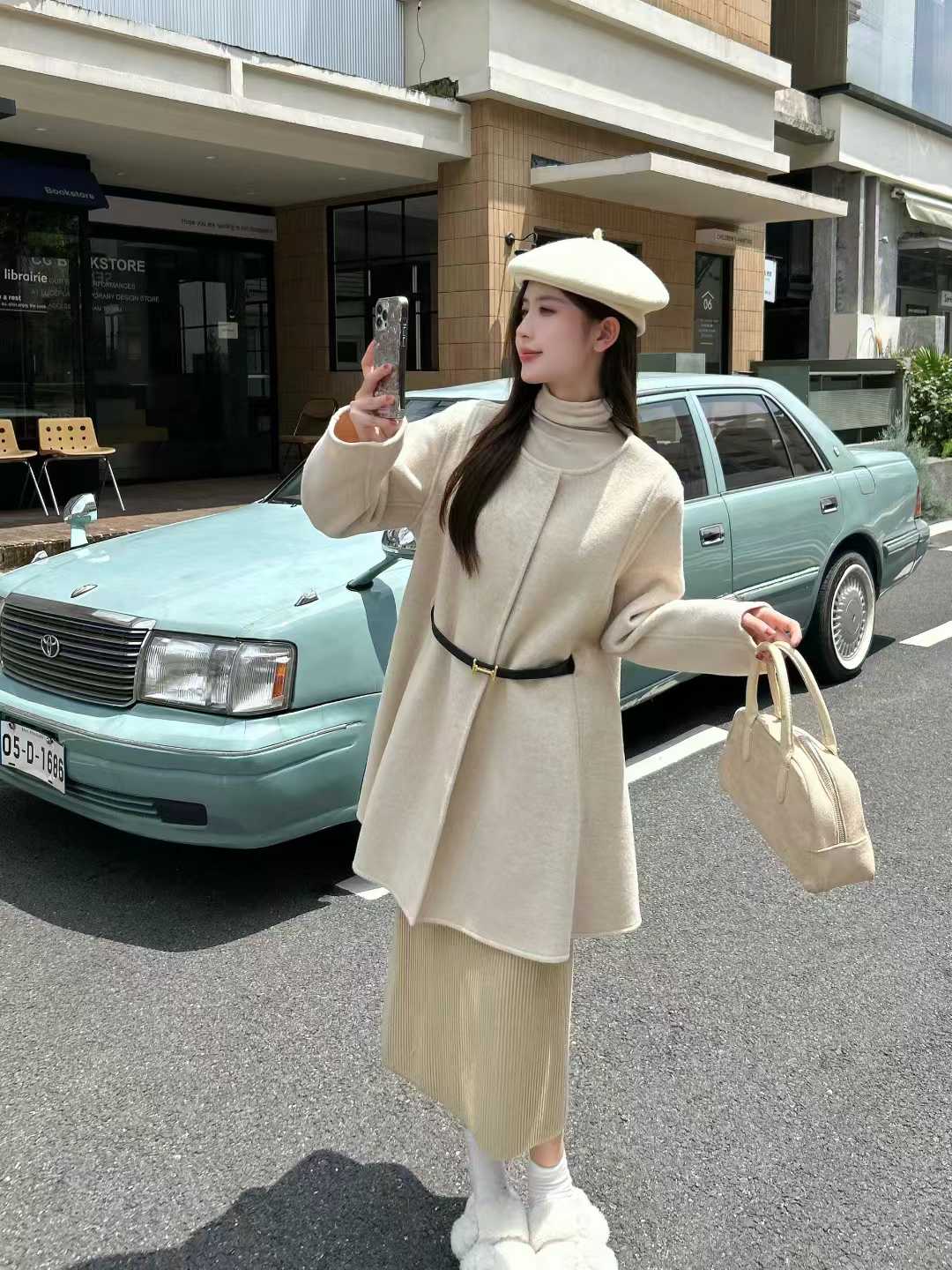 可拆卸斗篷双面羊毛大衣女中长款外套秋冬高级感 119