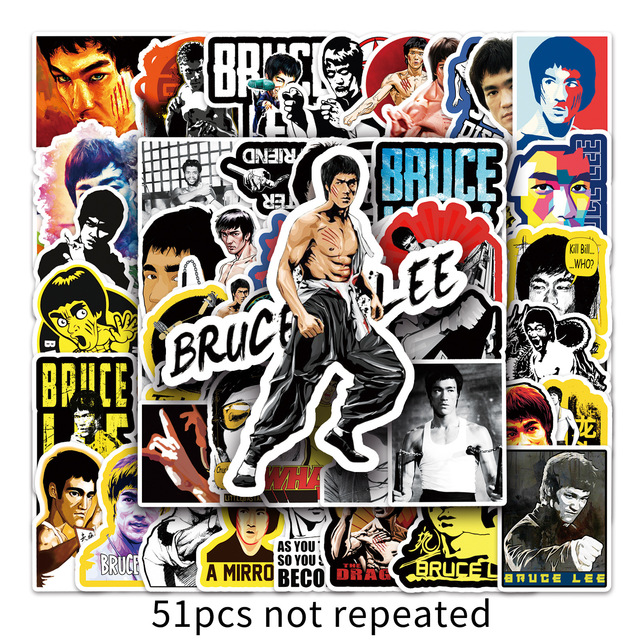 51张功夫明星李小龙贴纸明星周边电影人物贴画手机平板行李箱贴图