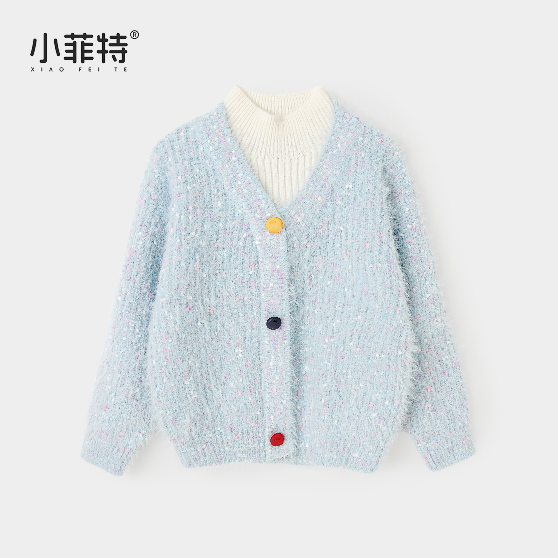 小菲特女童冬装加厚毛衣中大童保暖上衣儿童休闲针织衫MFYD57542