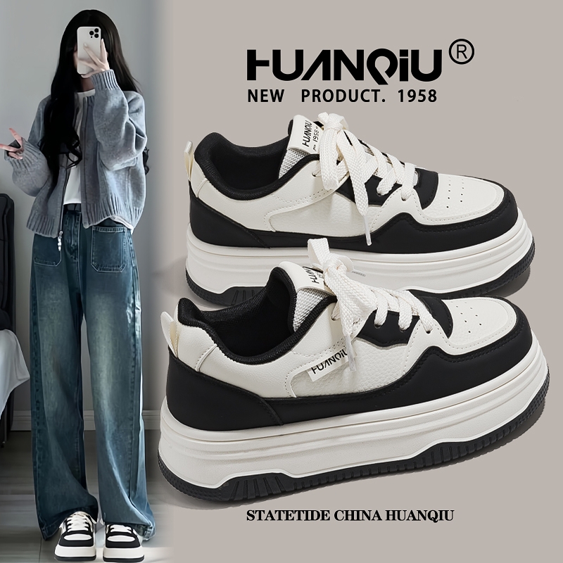 环球2025春季新款熊猫板鞋女厚底增高百搭chic鞋子小众休闲运动鞋