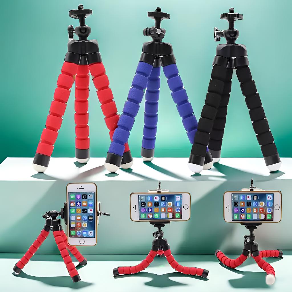 多功能便携式八爪鱼手机支架海绵三脚架蓝牙遥控拍照桌面直播神器