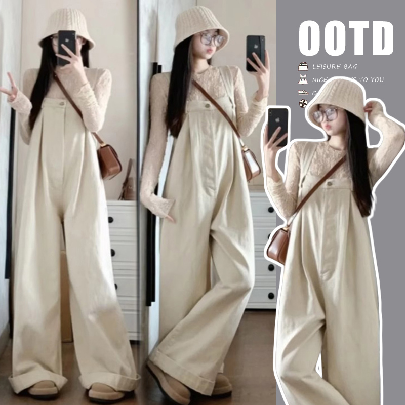 孕妇装2026新款早秋季套装大码休闲时尚洋气时髦宽松背带裤两件套