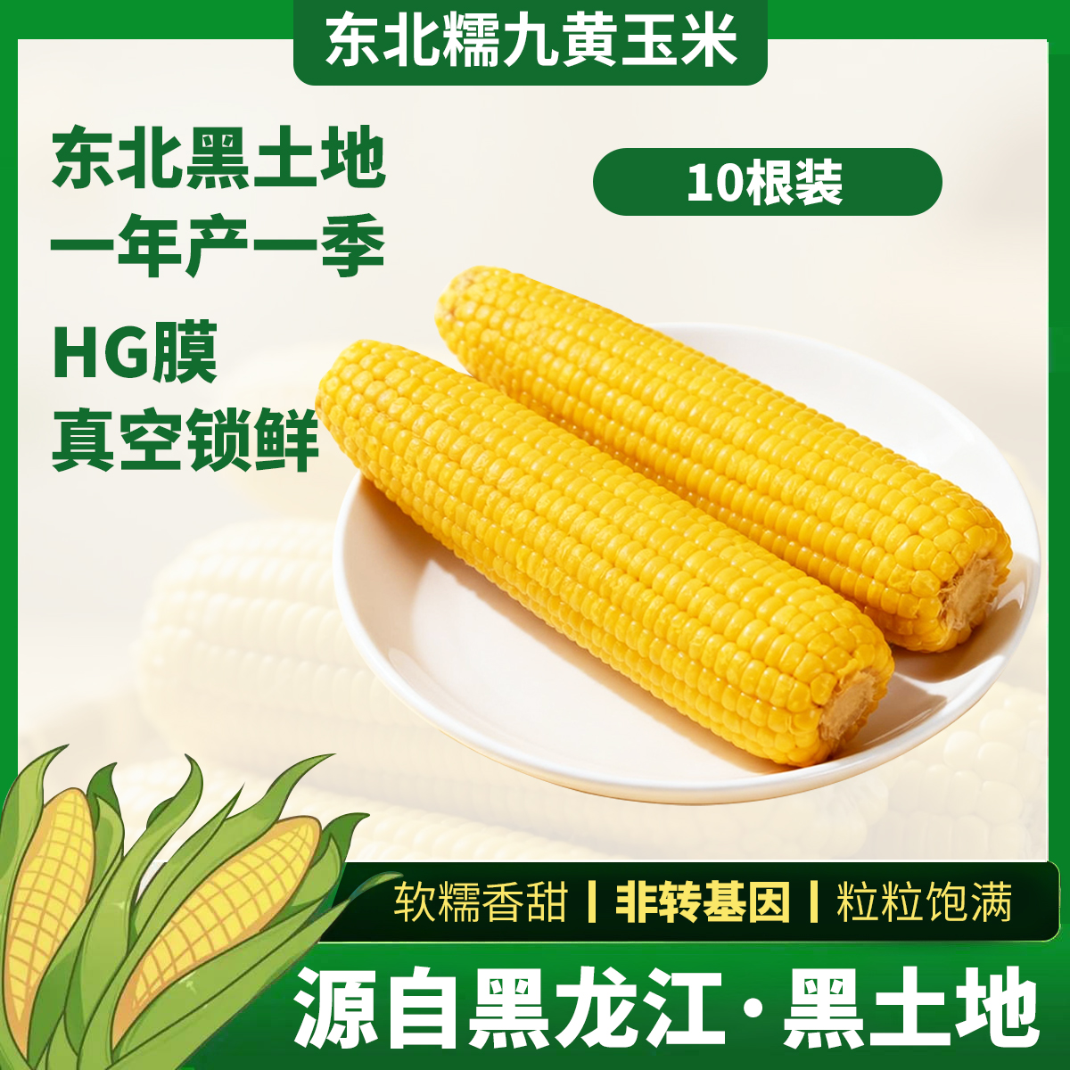 黄金糯九龙江一栗头茬东北黄金糯九黄玉米独立代餐真空（试吃2棒 ）