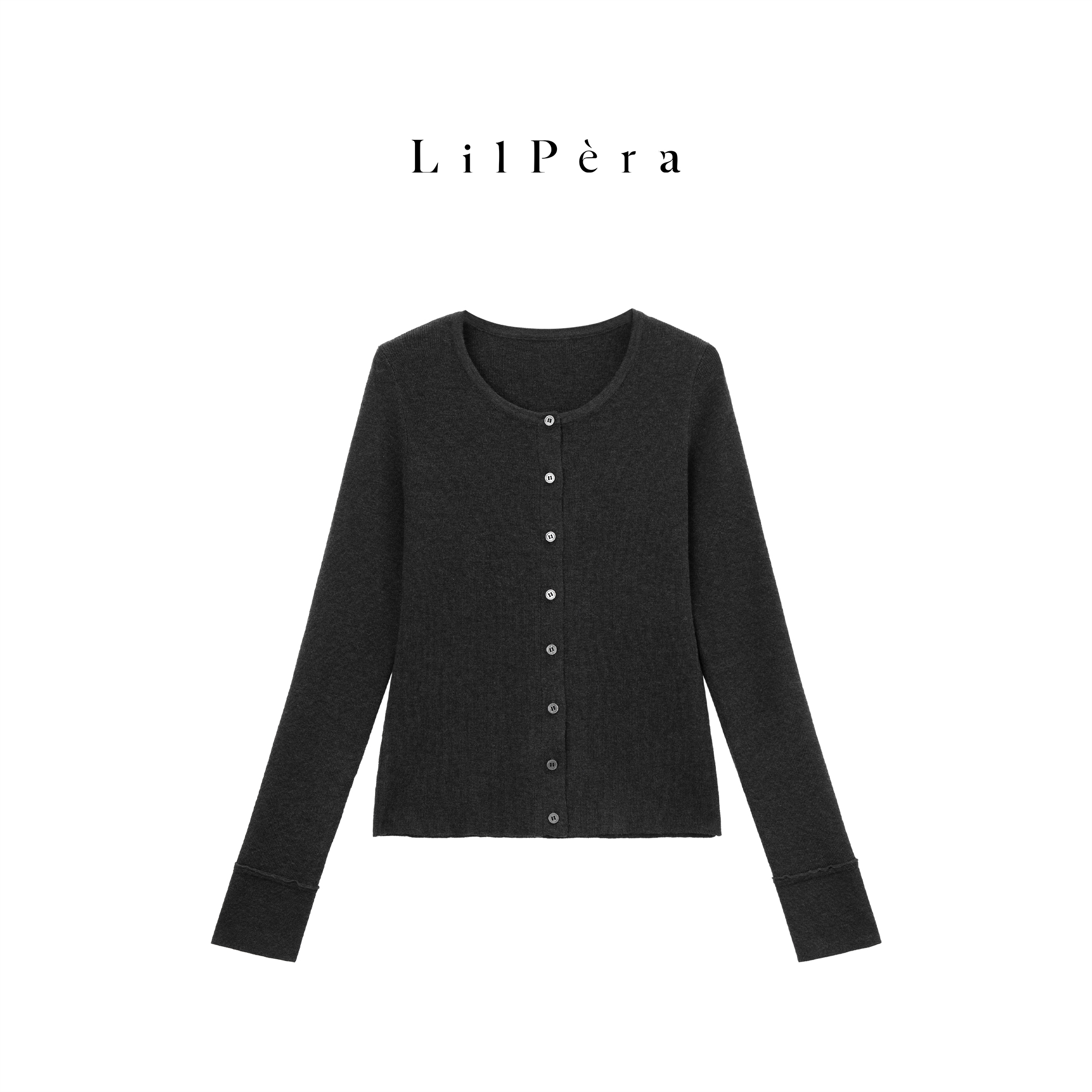 Lilpera胖梨定制 “特殊袖边”秋季百搭袖口带扣针织开衫外套B99