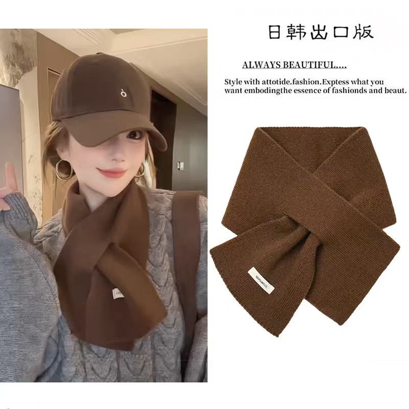 秋冬澳洲羊毛围巾女新款百搭韩系氛围感情侣保暖交叉巾围脖邻巾女