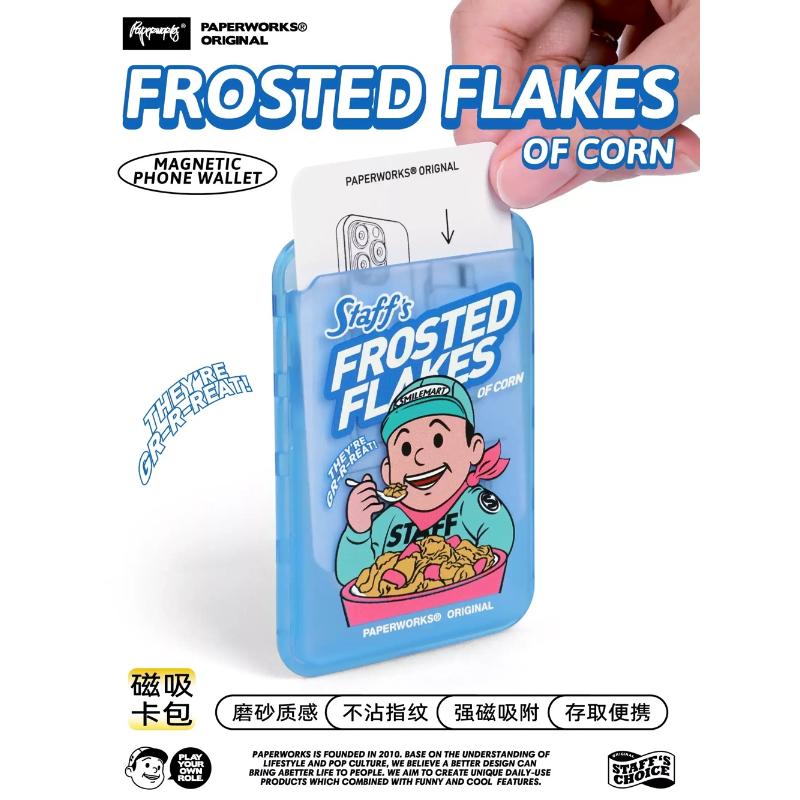 PAPERWORKS早餐玉米片STAFF磁吸图案个性磁吸设计新款手机卡包
