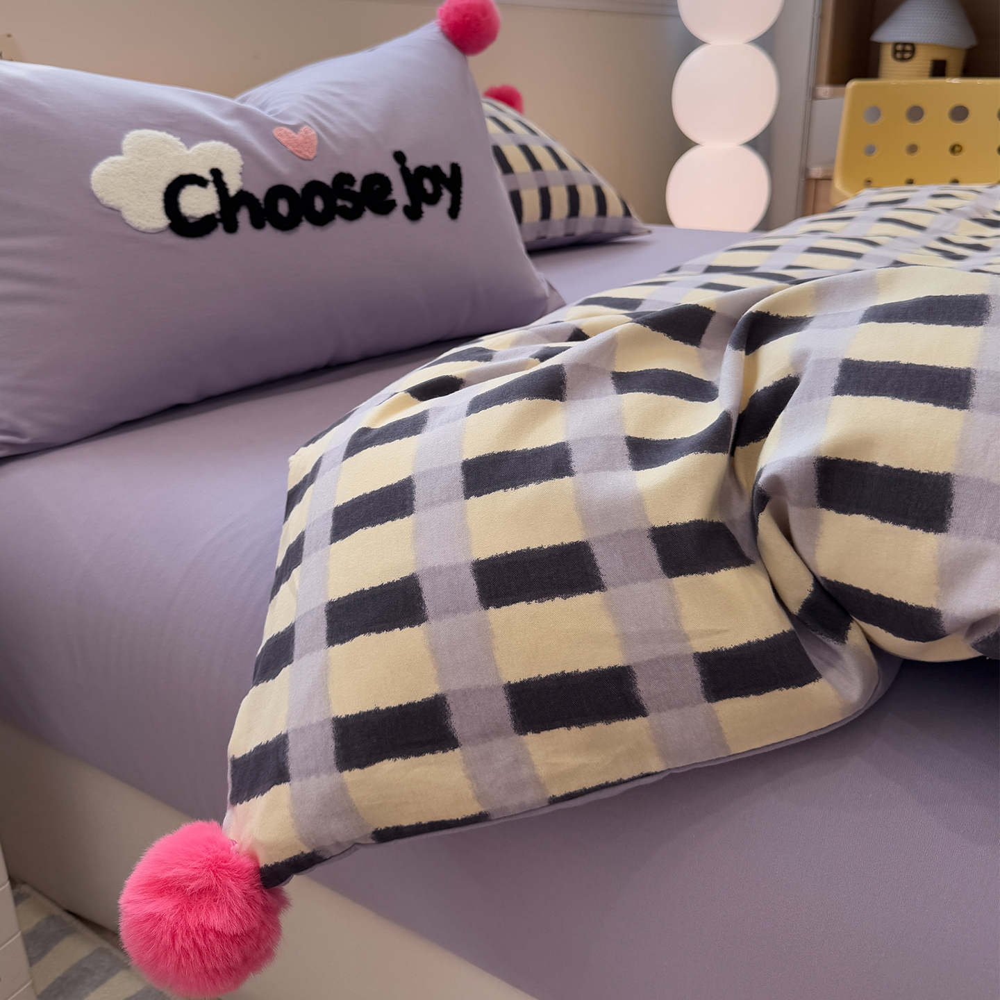 【朵罗塔】A类芋泥紫加厚磨毛床上四件套纯棉100%全棉2025被套床单