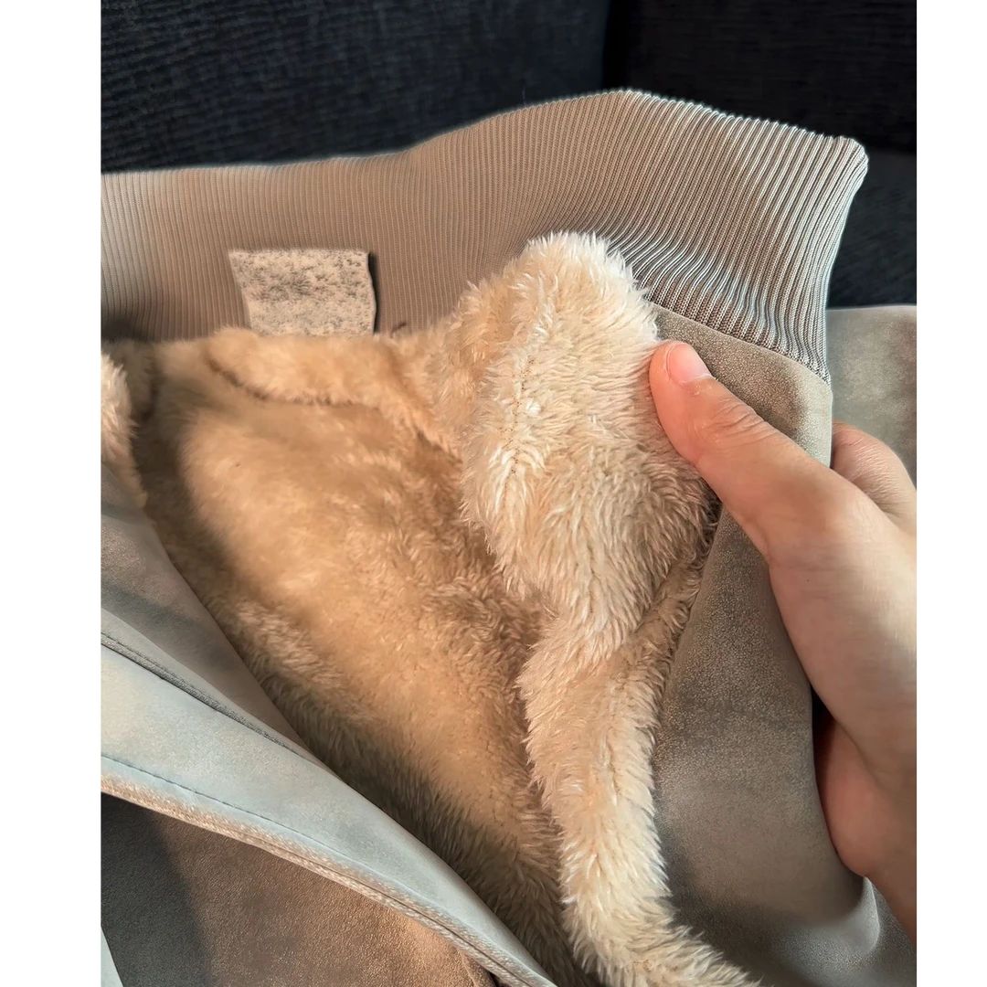 美式短款扎染皮衣夹克廓形冬季男款外套加绒保暖皮衣棒球飞行棉服