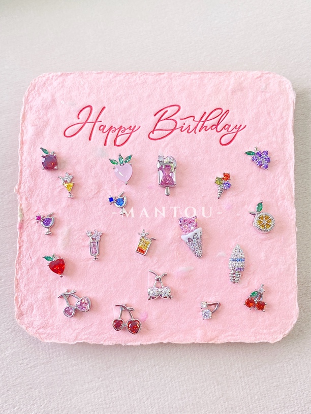 铜合金锆石耳饰 夏日大作战｜夏日多巴胺耳钉耳骨钉养耳洞耳朵耳饰