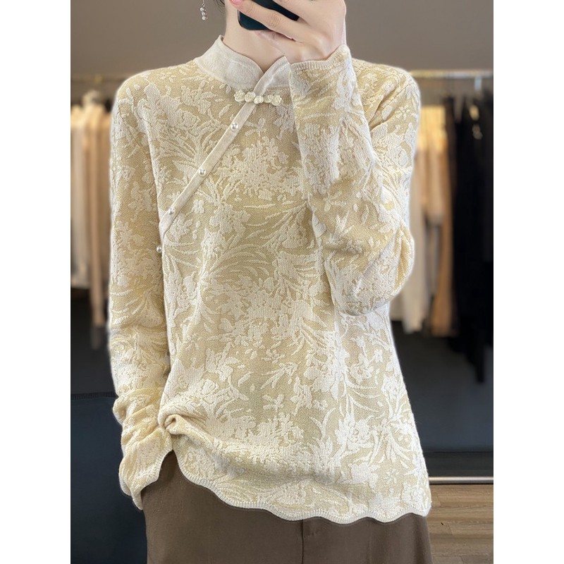 COS MOCO UR蛇年服装红毛衣2025秋冬女式新中式旗袍上衣大码下