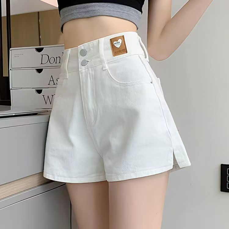 2025年新款白色牛仔短裤女夏季薄款a字高腰阔腿辣妹四分热裤潮ins