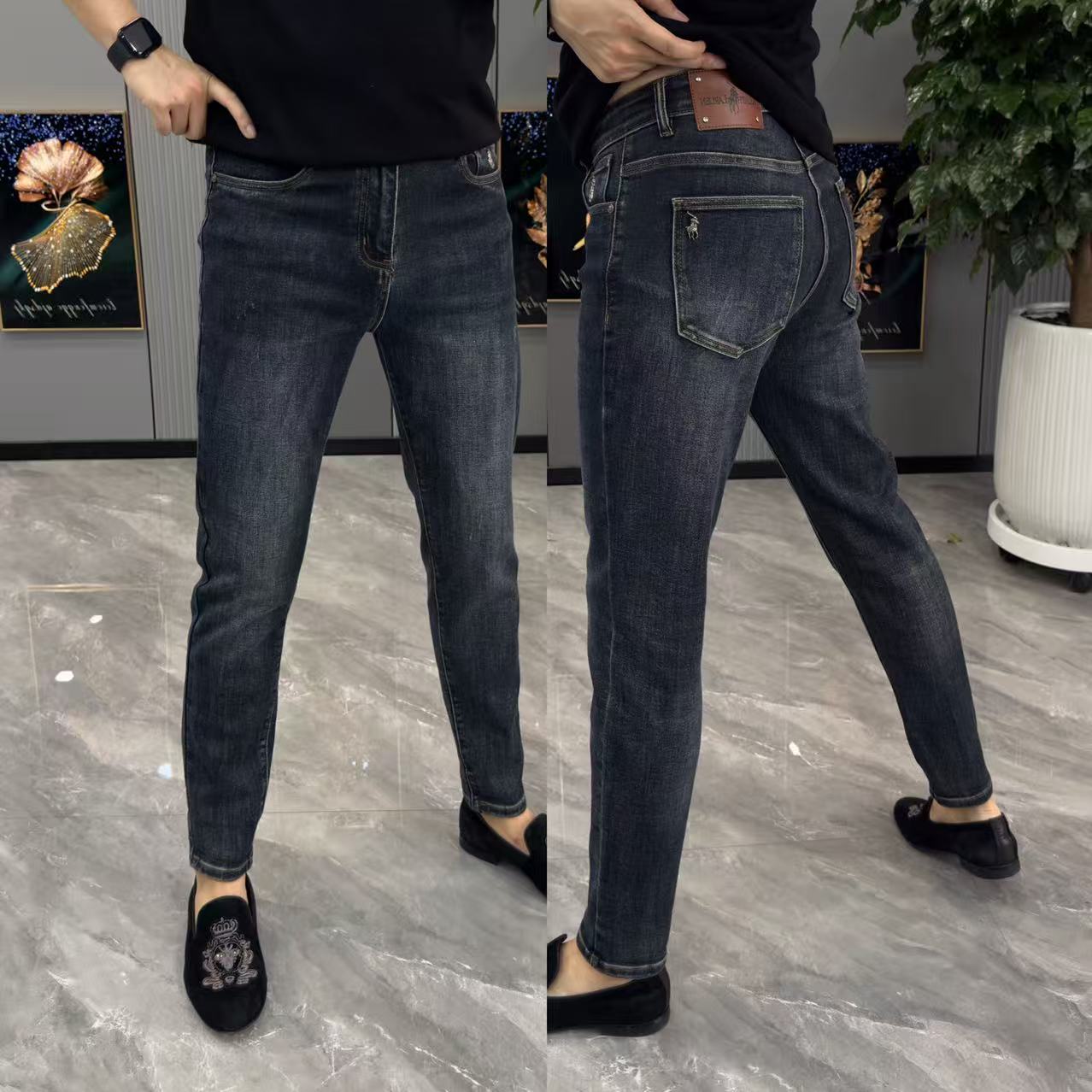 裤子男修身小脚裤2025秋季新款男士牛仔裤高品质长裤时尚净版男裤