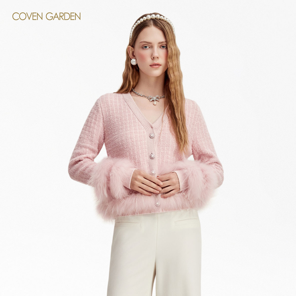 【哥文花园】针织开衫修身短款拼接外套CSA4033010