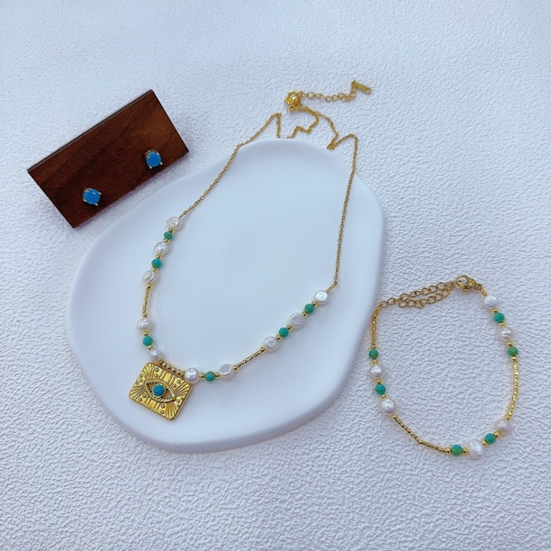 钛钢亚克力项链 爱纳扎尔0529022不易掉色时尚百搭新款手工三件套