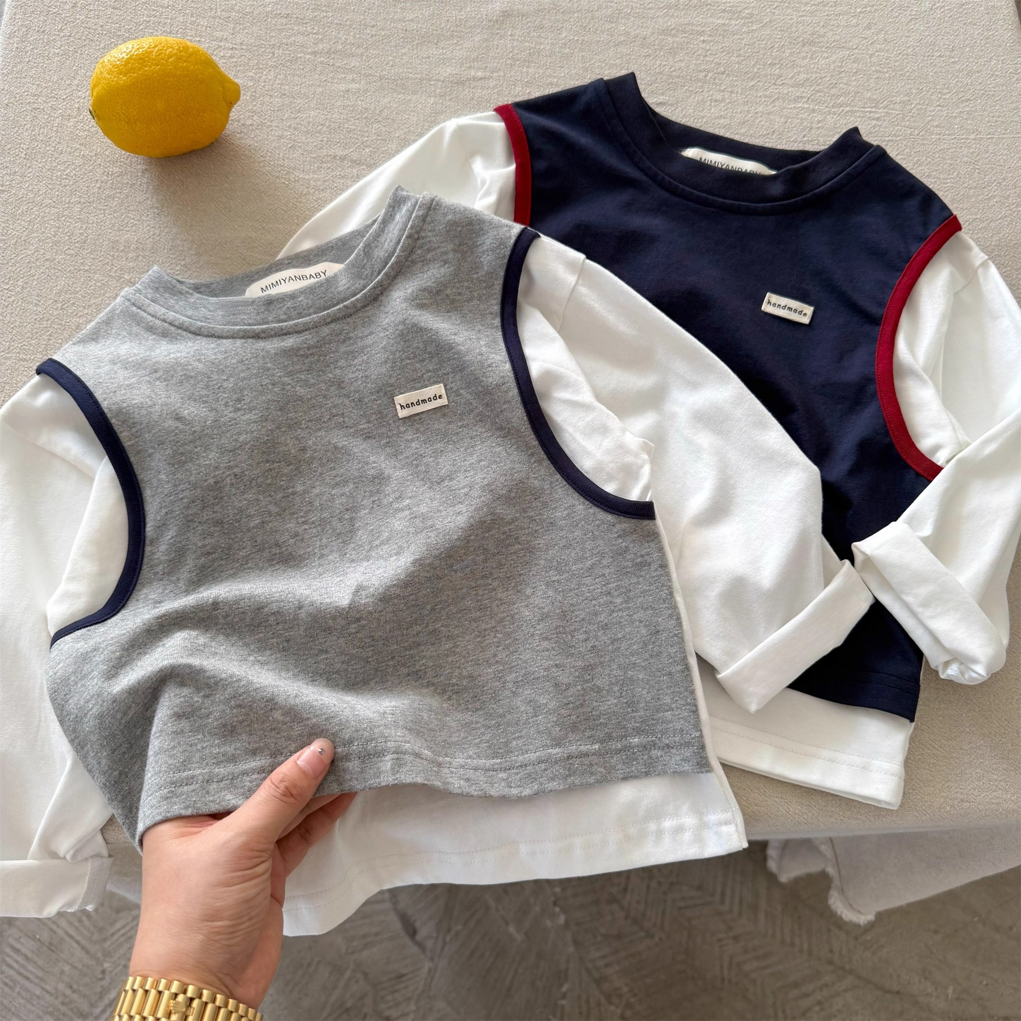 儿童长袖T恤2025春秋童装男童假两件打底衫宝宝小童纯棉T上衣