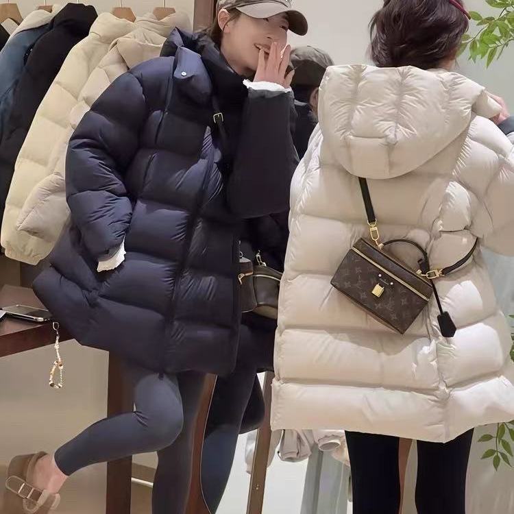 【旗舰品质】泡芙款羽绒服中长冬季加厚保暖2025新款连帽女面包服