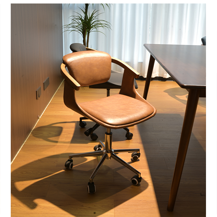 聚力轻奢电脑椅可升降久坐不累会议椅转椅家用实木板书房办公座椅