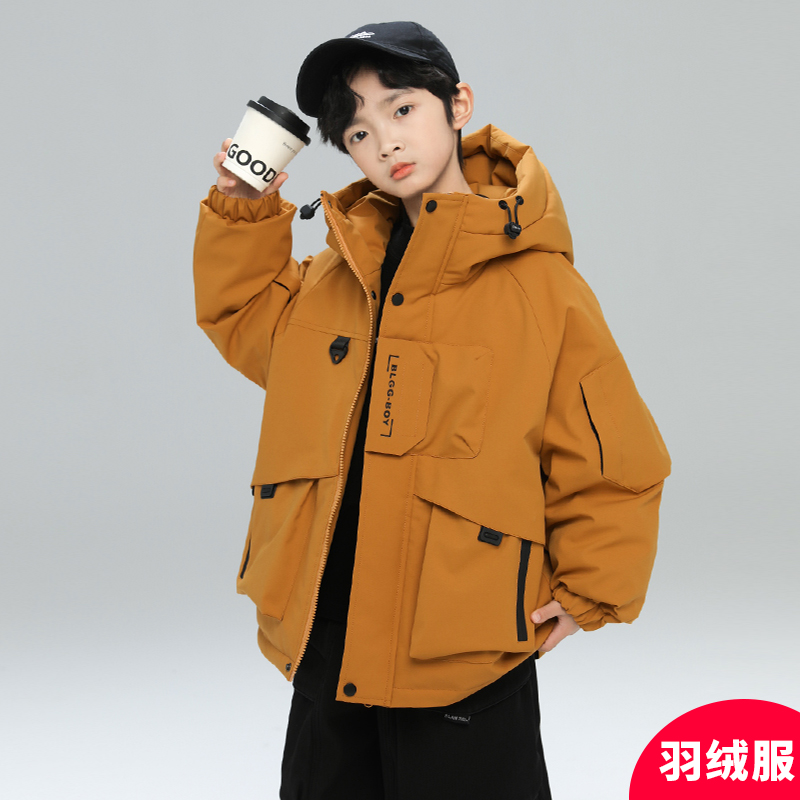 男童冬季羽绒服2025新款冬装冲锋衣款外套中大儿童男孩加厚棉服潮