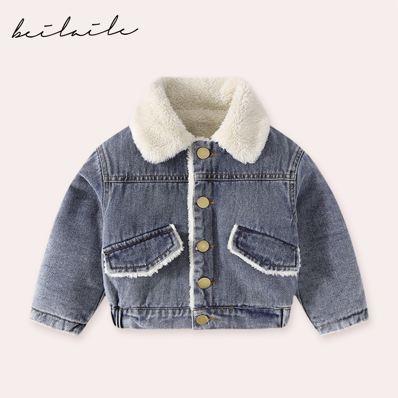 【加绒牛仔外套 小洛妈咪 】婴儿冬装男女宝宝小童加绒休闲外套J25
