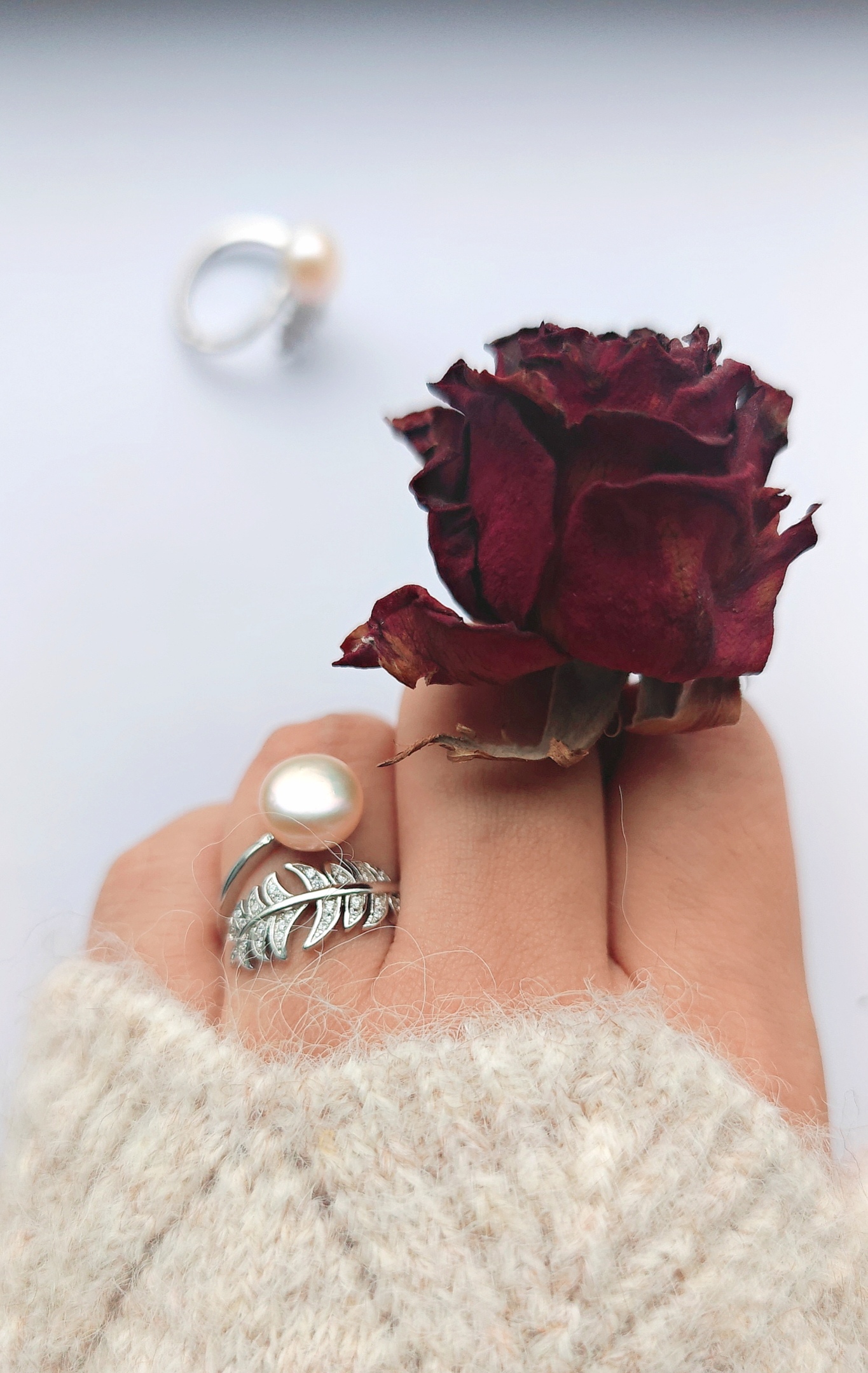 非金属珐琅戒指 树叶造型开口可调节小众轻奢指环