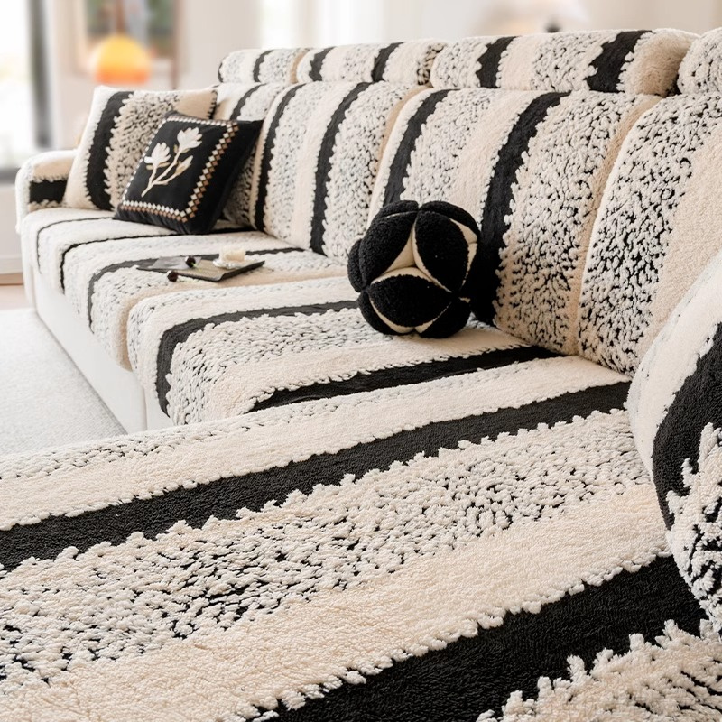 绒绵新款毛绒沙发套罩防滑防猫抓沙发布巾坐垫冬季加厚弹力全盖