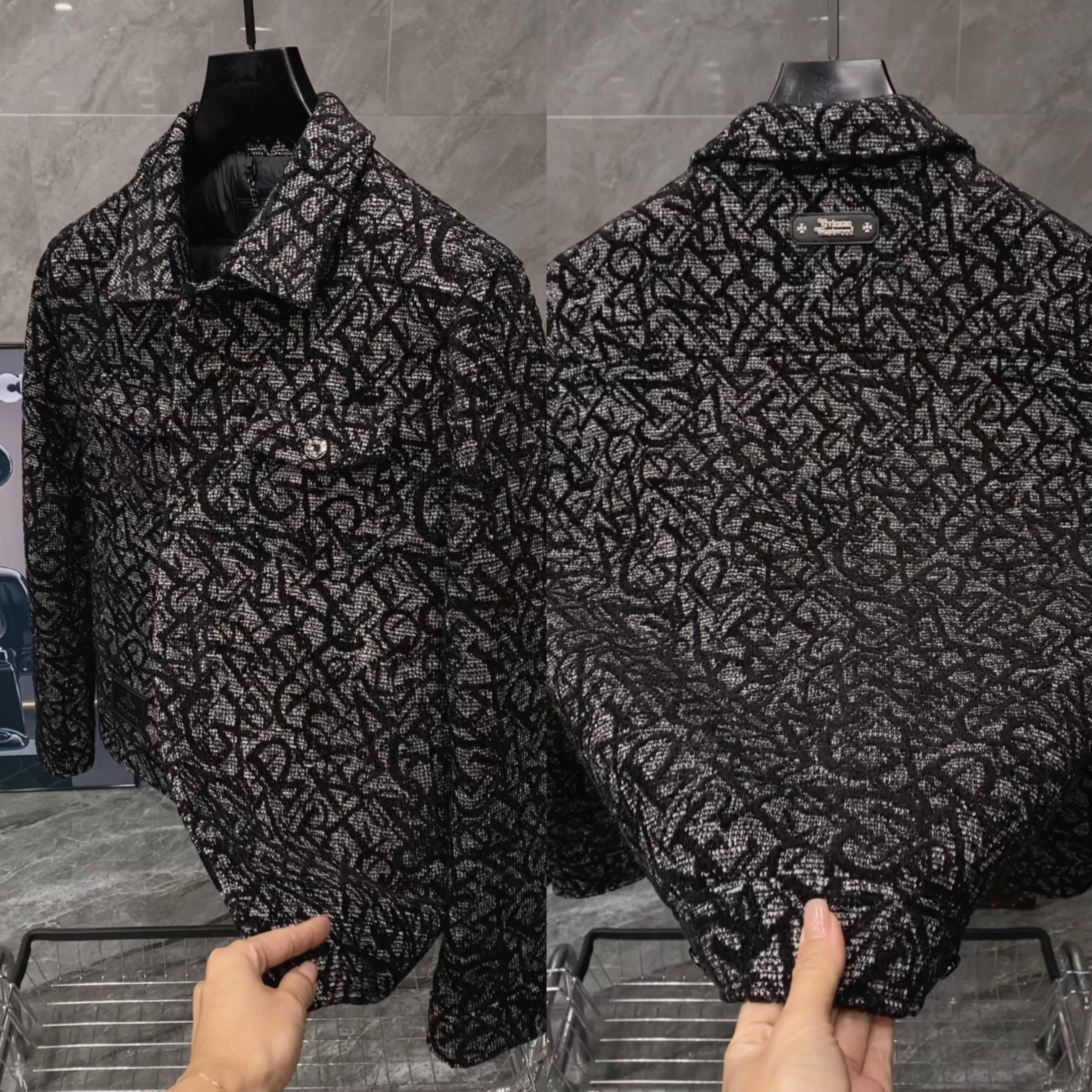 冬季新款男士轻奢时尚潮流羊毛混纺羽绒夹克羽绒服 58005