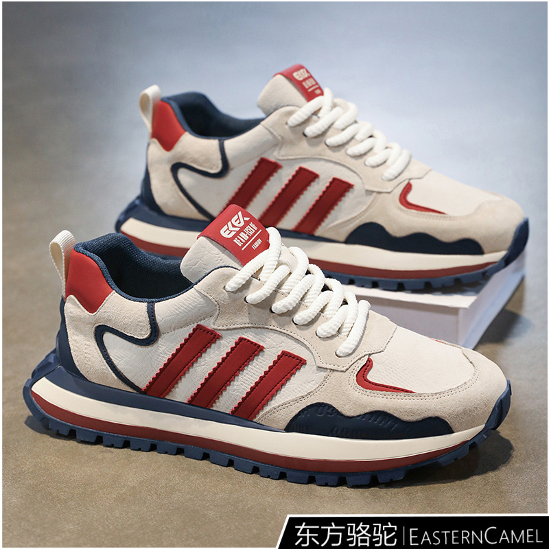 东方骆驼男鞋2025新款潮流休闲舒适厚底阿甘鞋防滑软底跑步运动鞋