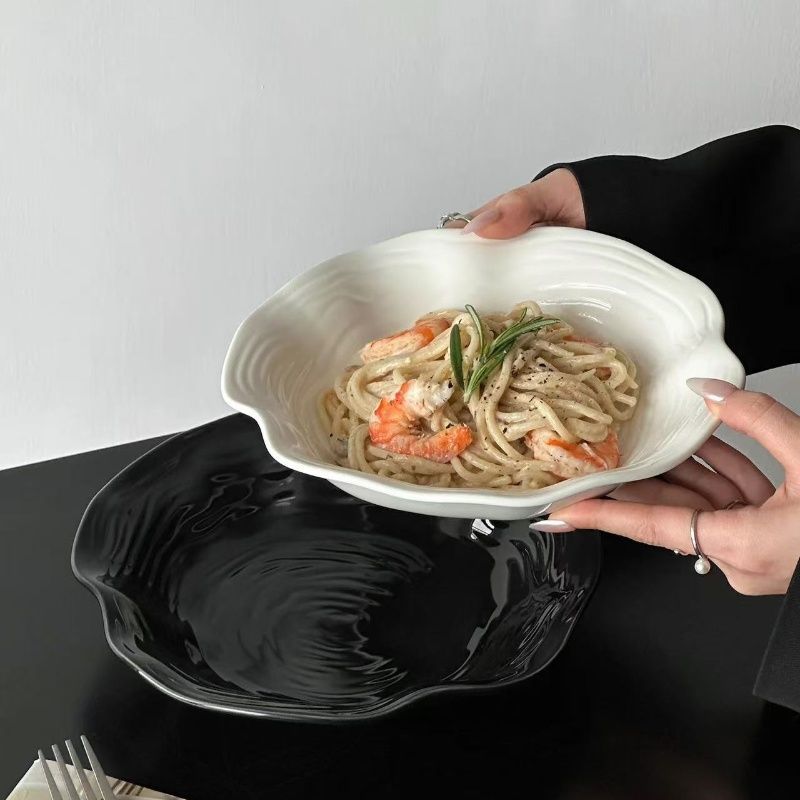 ins风简约高级盘子创意高颜值家用意面餐具西餐草帽陶瓷汤盘沙拉