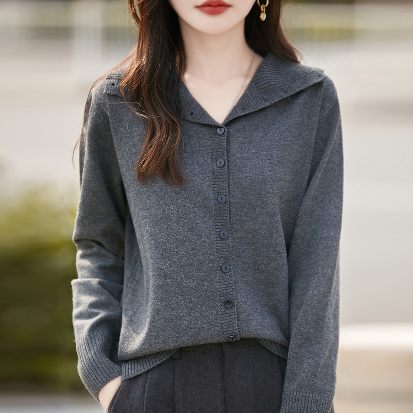 胖mm秋冬大码翻领女士毛衣遮肚子显瘦上衣内搭可外穿针织打底开衫