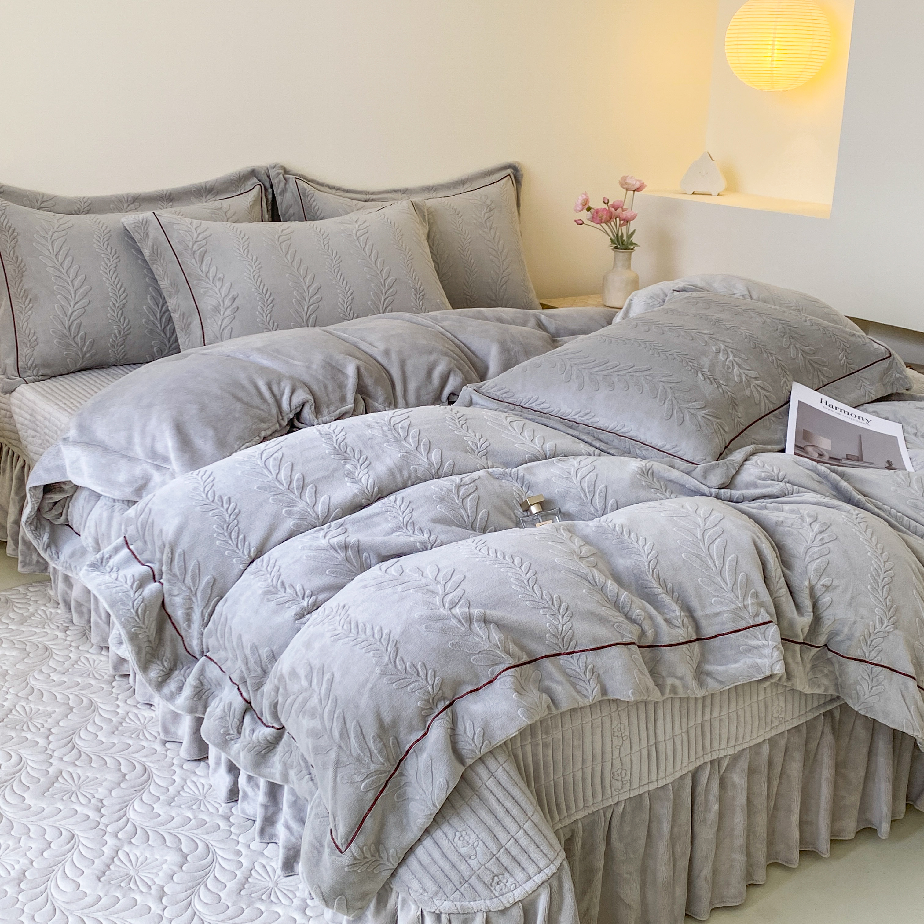 新款冬季加厚牛奶绒床盖四件套双面绒被套被罩冬季保暖床上用品