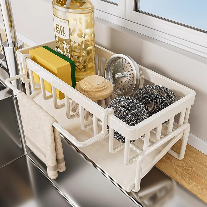 优勤抹布沥水架厨房家用不锈钢海绵水龙头洗碗水槽收纳置物架