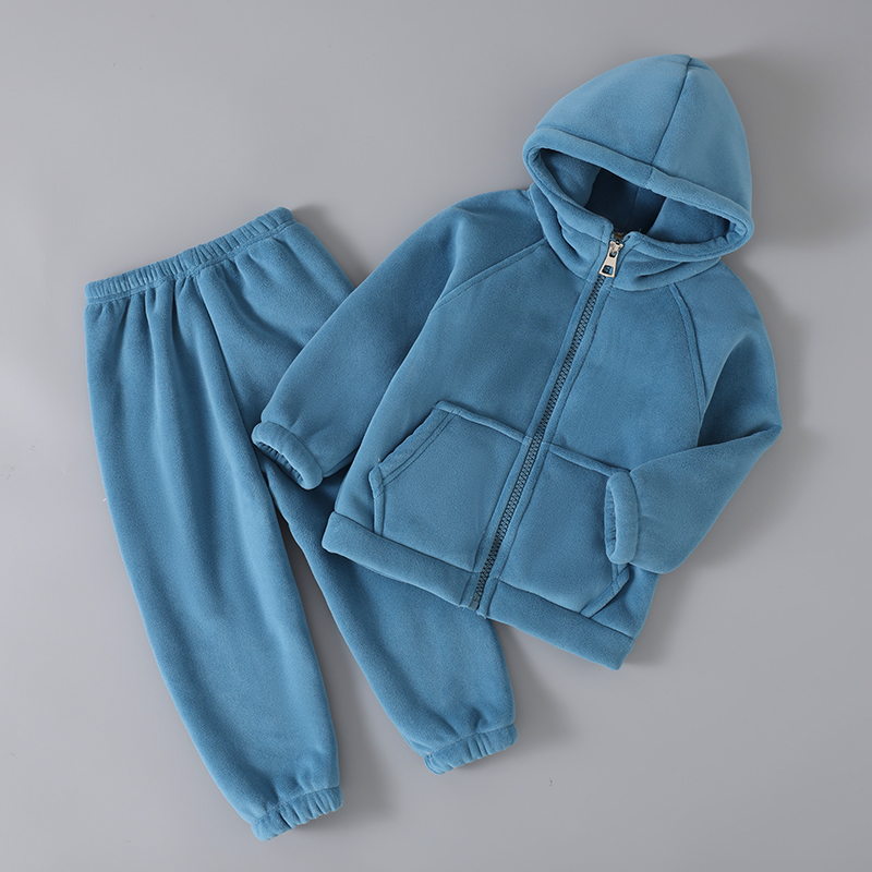 加厚秋冬季儿童男童男孩女童夹棉冬款宝宝复合绒睡衣套装家居服