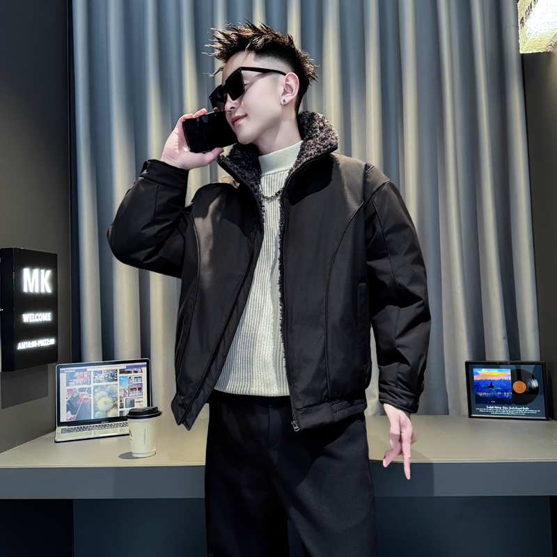 男士翻领加厚棉衣外套冬季毛领座山雕棉服冬款男装袄子休闲棉袄男