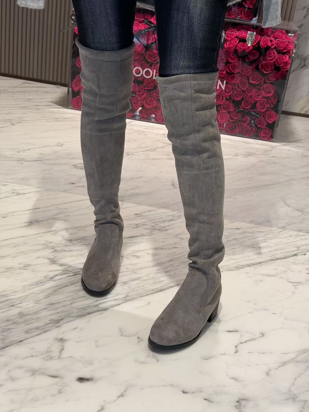 媛媛 长筒过膝靴百搭潮酷时装靴#X0365