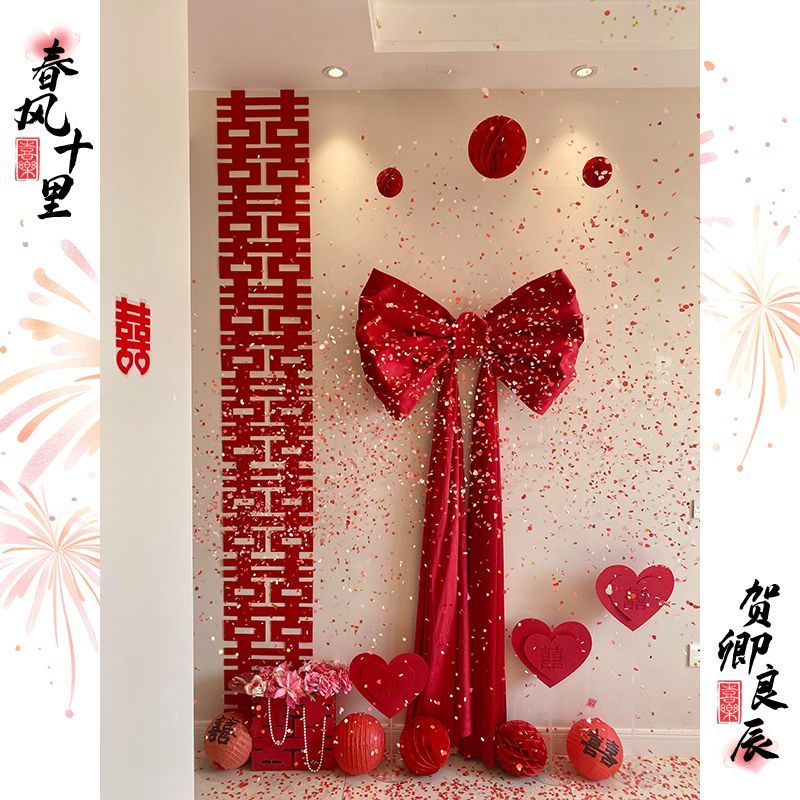 婚房布置网红丝绒超大蝴蝶结成品商场店铺道具橱窗情人节装饰背景