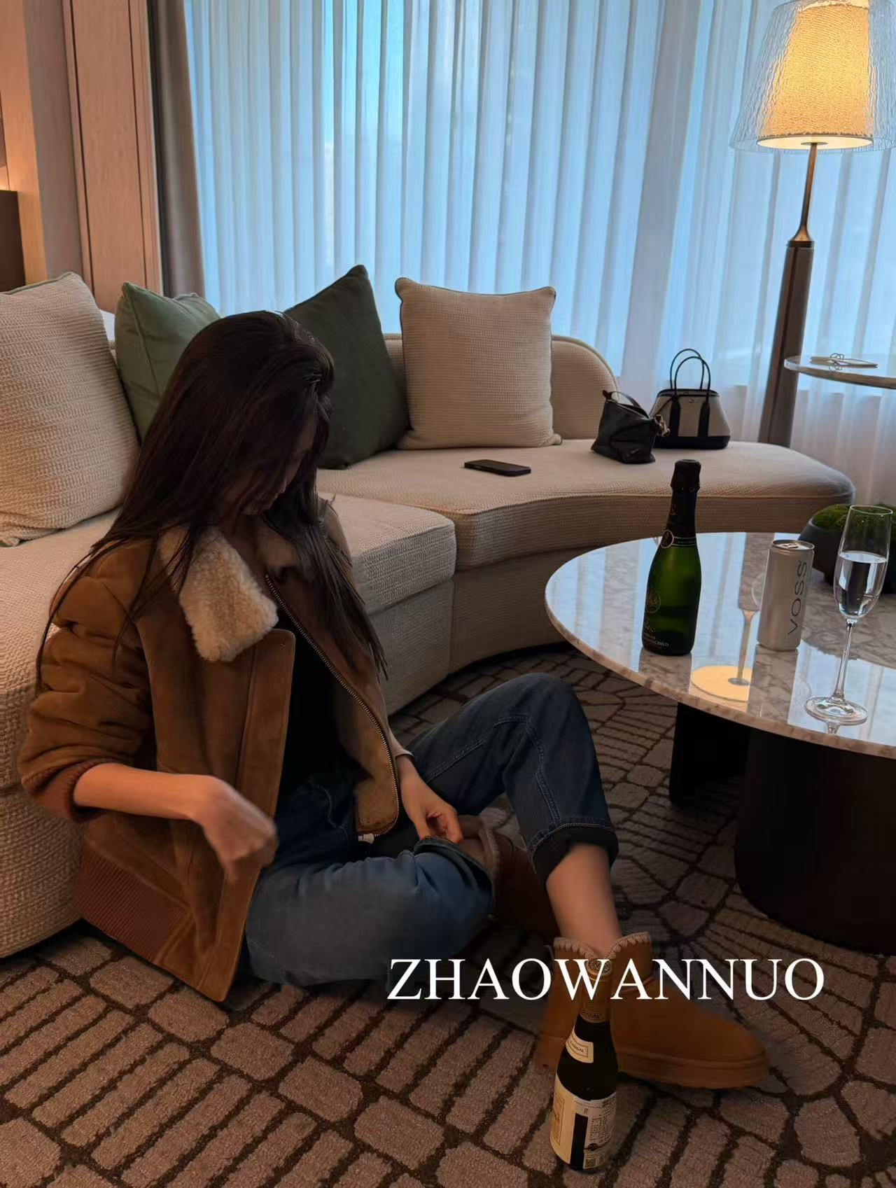 ZHAO WANNUO 丨进口A级高端绒面美丽奴皮毛一体外套WN0070