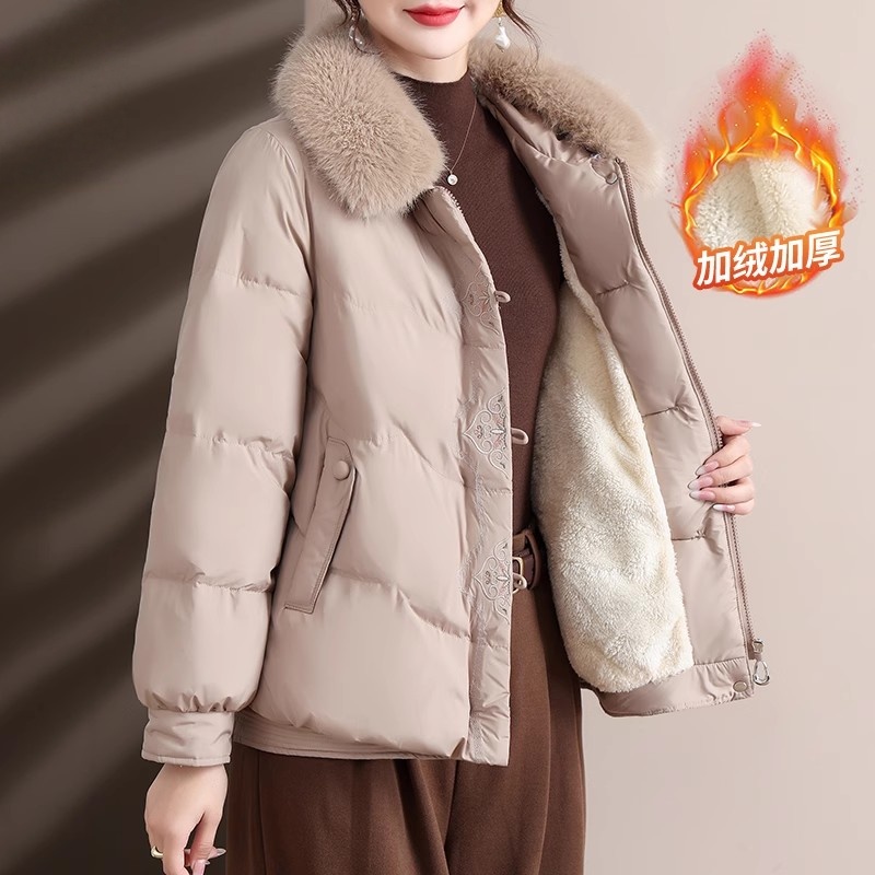 2025新款妈妈冬装加绒保暖棉服外套中老年女装加厚保暖棉袄50多岁