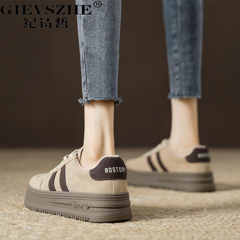 纪诗哲复古拼色厚底增高德训鞋女秋季新款时女款厚底休闲小白鞋