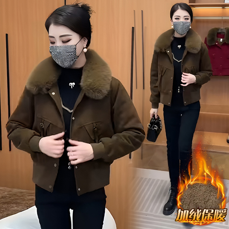 小个子穿搭派克服减龄女装保暖2025冬初初秋穿搭复古格子牛仔外套