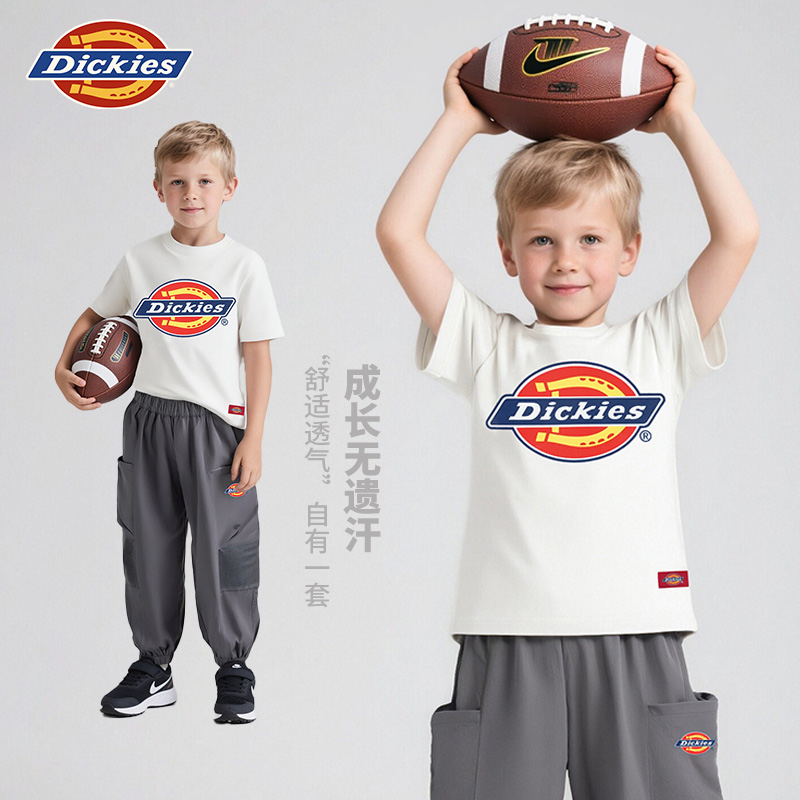 Dickies男童夏季套装 纯棉圆领短袖+防蚊长裤 户外休闲室内穿搭
