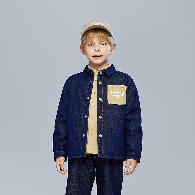 Levi's李维斯儿童童装棉服长袖牛仔质感外套中大童LVB-LO-P838