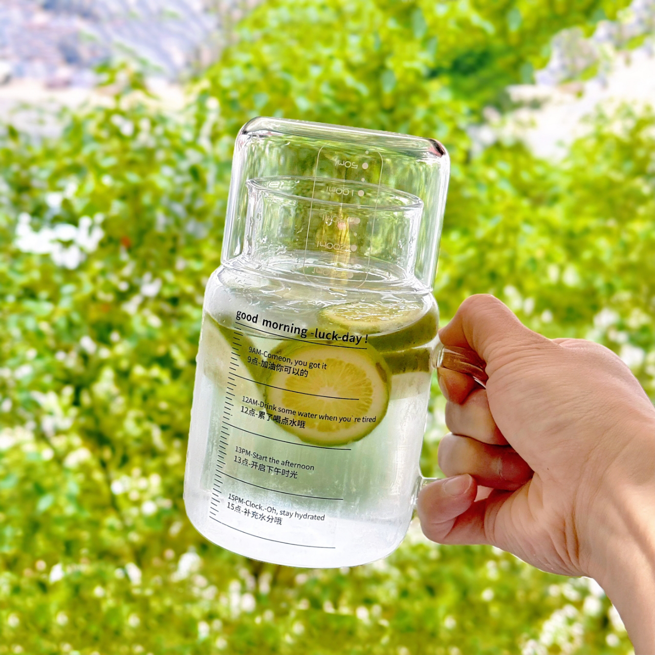 【一壶一杯】水杯耐高温泡茶杯玻璃喝水马克杯大容量800ml带盖网红