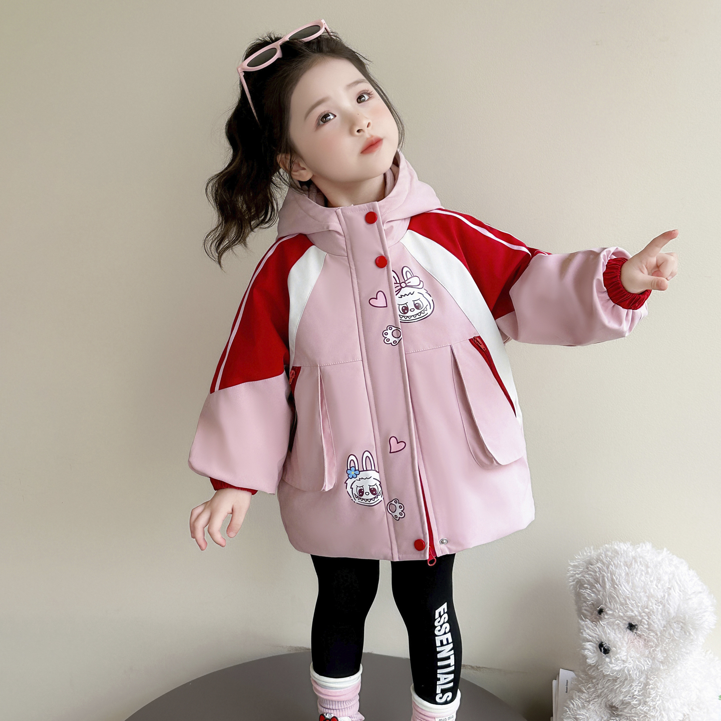 儿童三合一冲锋衣2025新款女童秋冬装韩版洋气女宝宝连帽夹棉外套