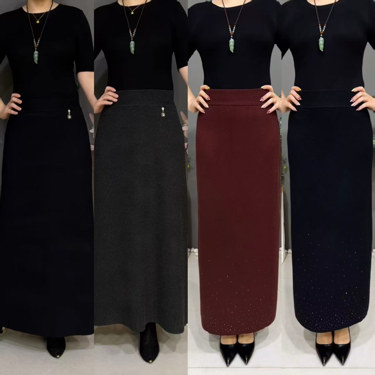 5832冬季女士半身裙百搭长款品质气妈妈裙A字裙显瘦（没有口袋）