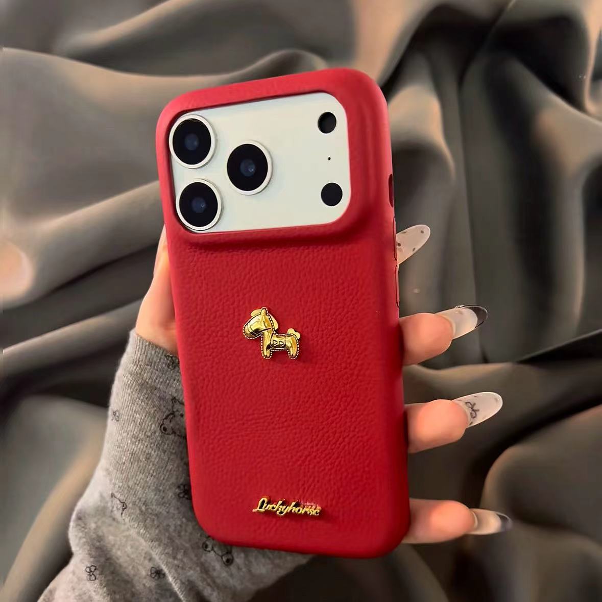 BANCA立体金箔小马公仔适用苹果17PROMAX手机壳华为OPPO小米VIVO