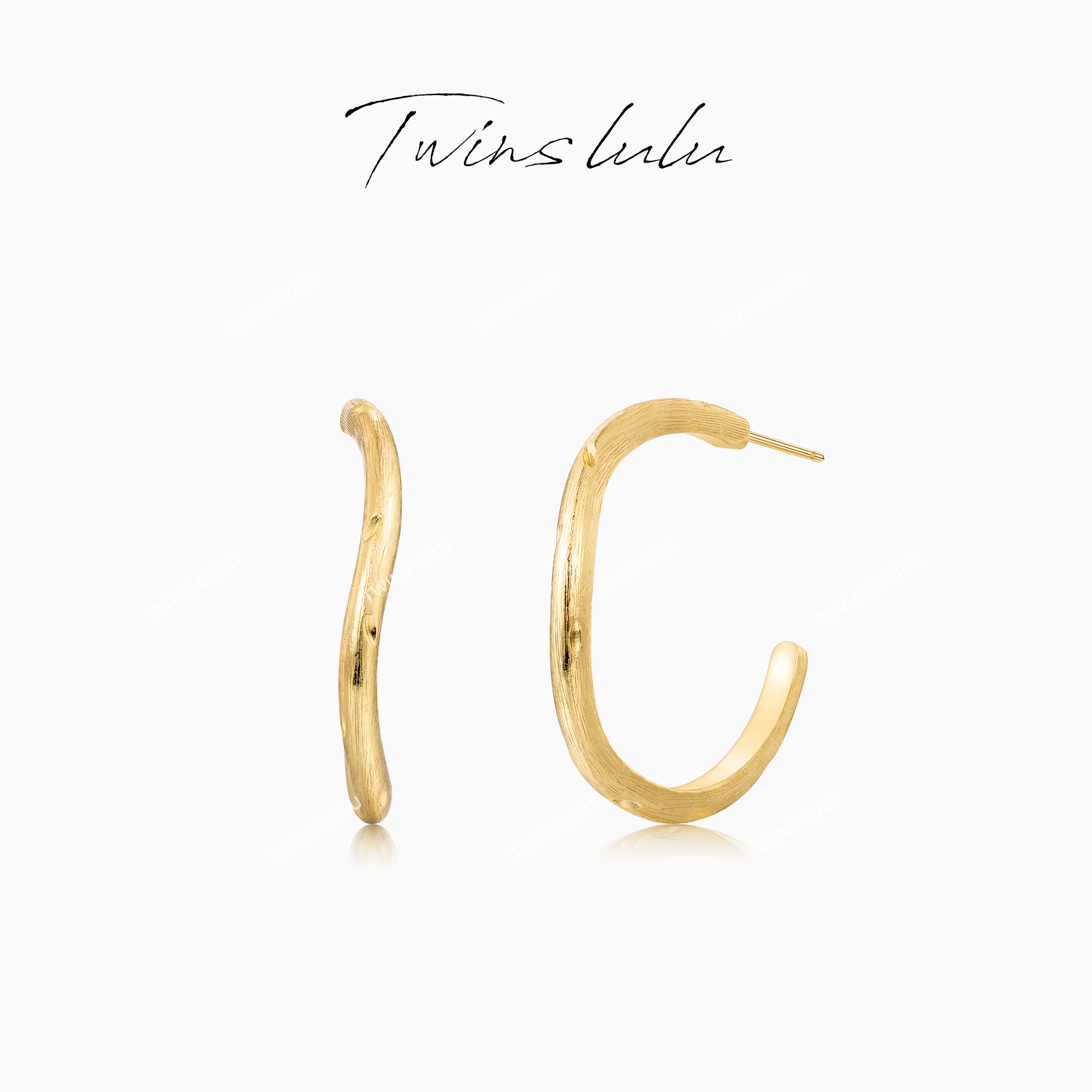 TWINS LULU镀K金新年款首饰女款小众不规则纹理耳环TSL2626