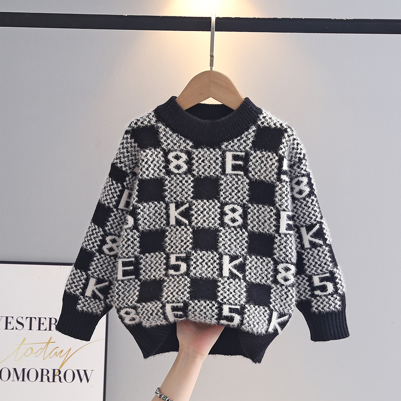 男童毛衣冬季2025新款儿童圆领加厚针织衫男孩秋冬款中大童打底衫