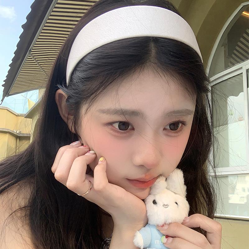 碧玺（处理）韩系奶油纯色缎面宽边发箍女显脸小高颅顶神器气质头