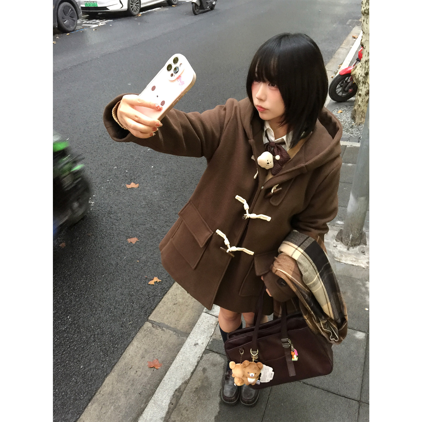 冰淇淋与鲸原创jk制服【凛冬纪】学院风连帽牛角扣毛呢大衣秋冬