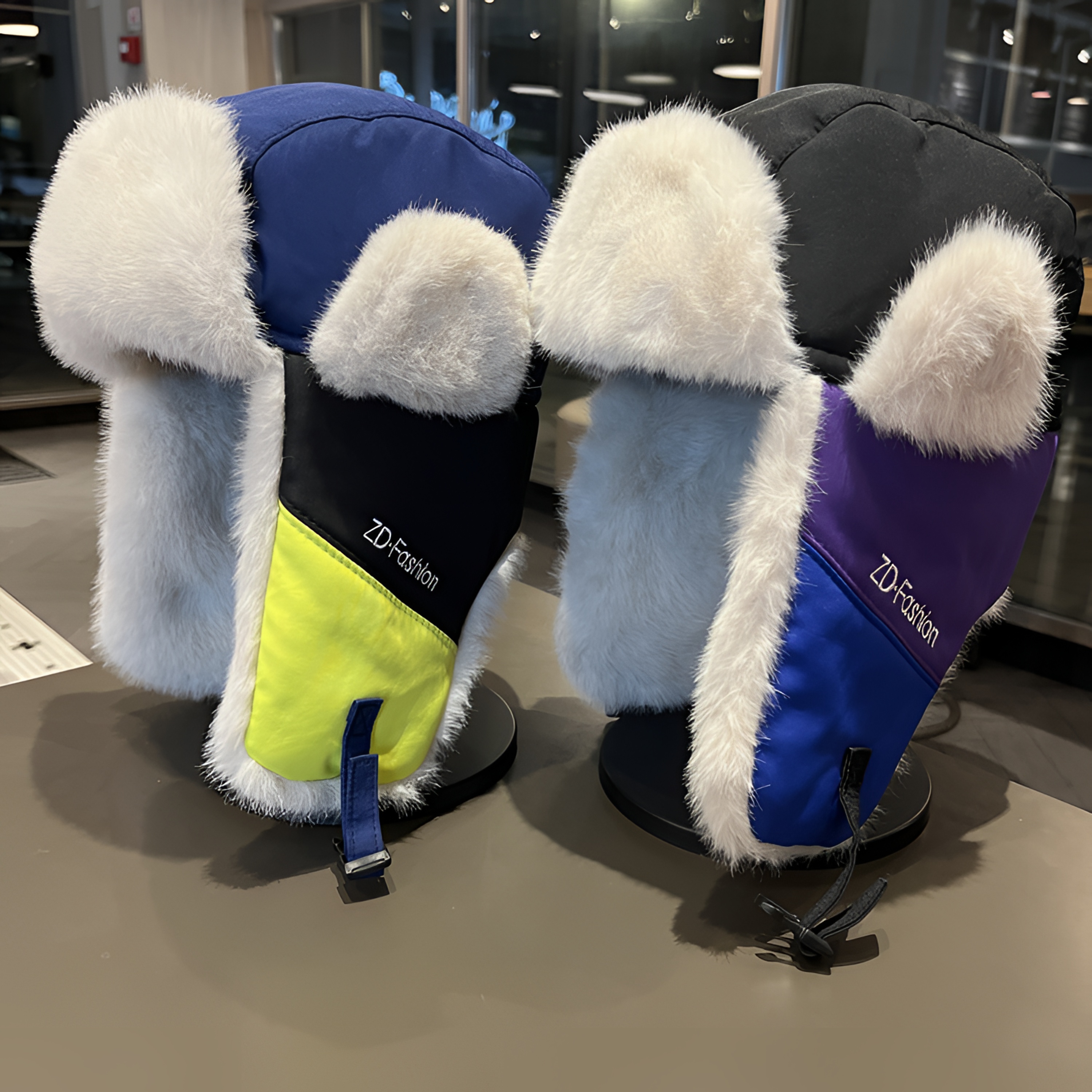 亲子款拼色雷锋帽男加厚户外滑雪保暖护耳儿童帽女骑车防风寒东北